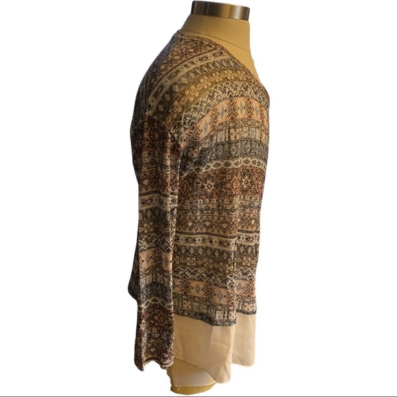 Kiara Sahara Geometric Lightweight LS Sweater w/ White Mock Undershirt Women XXL - Picture 5 of 11